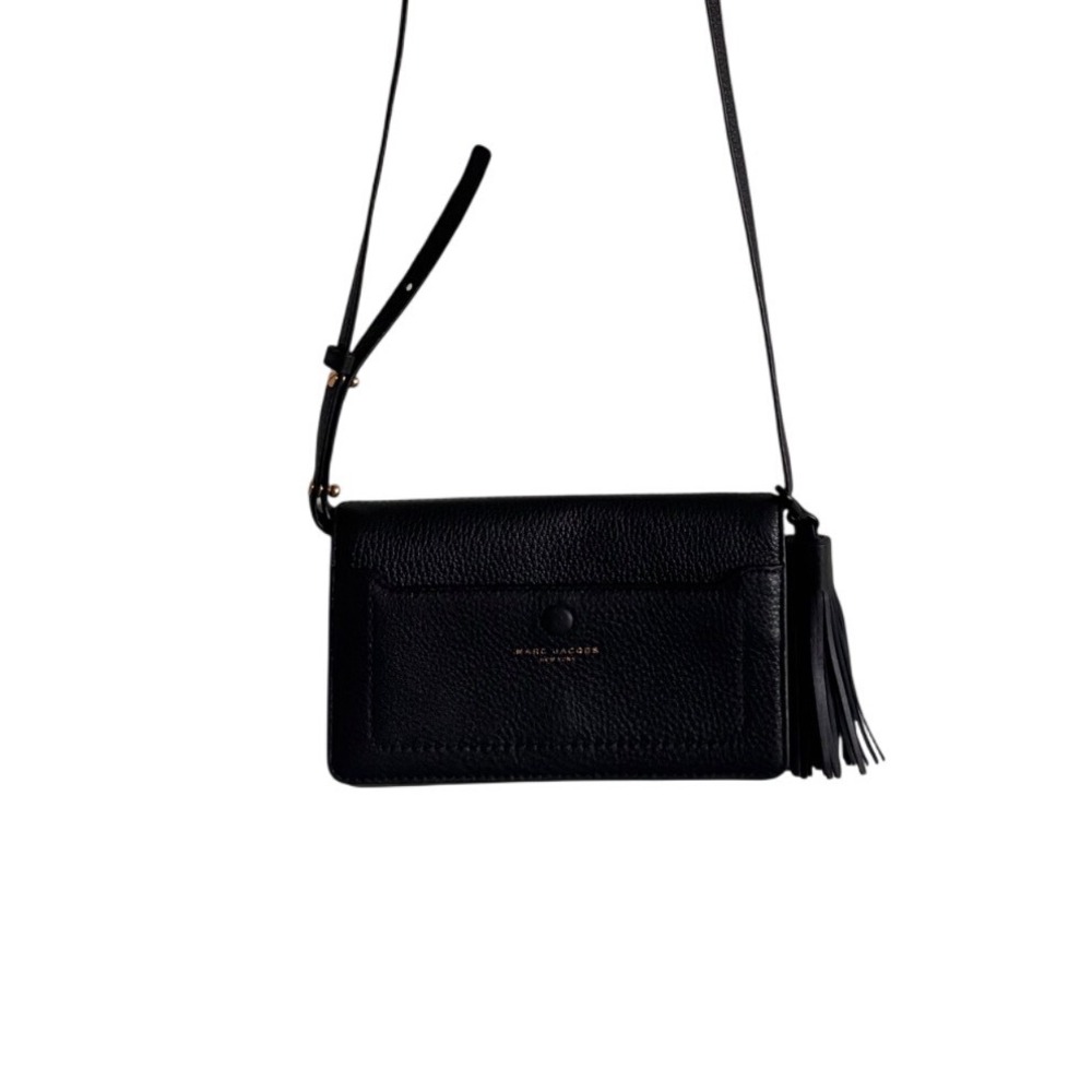 Marc Jacobs Black Leather Tassel Flap Crossbody Bag‎